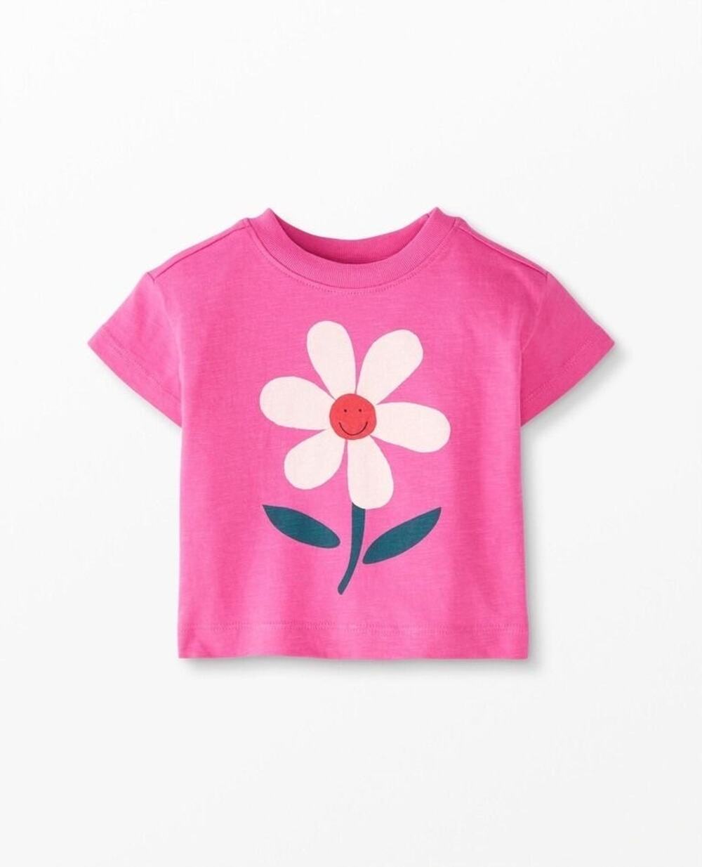 Hanna Andersson Organic Cotton Pink Flower Baby Tee 0-3M